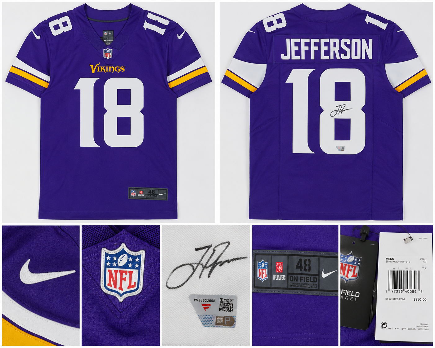 Justin Jefferson #18 Autographed Minnesota Vikings Nike Jersey – Fanatics Authenticated